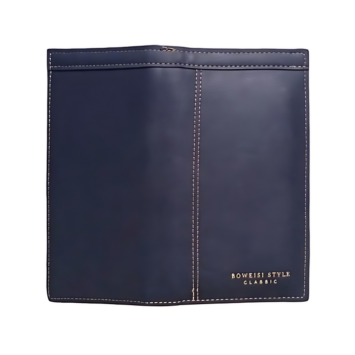 Boweisi Style Classic Long Leather Wallet with Mobile Pocket