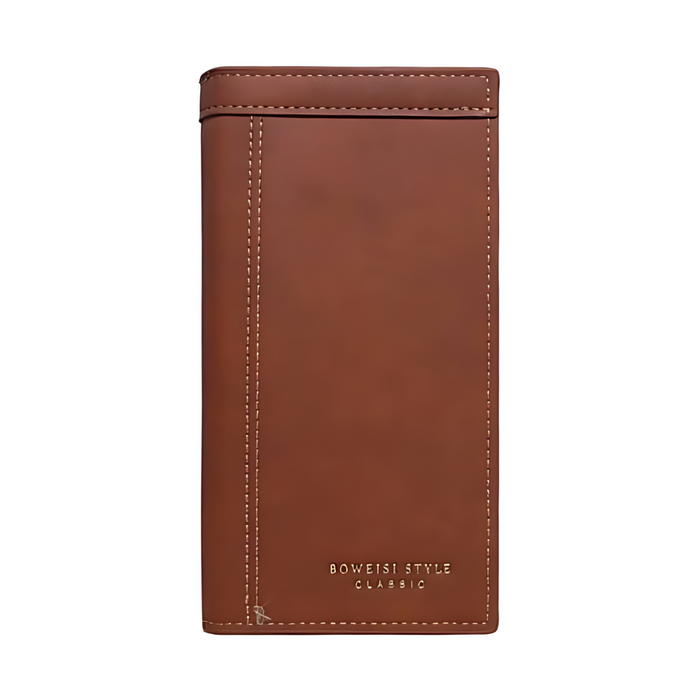 Boweisi Style Classic Long Leather Wallet with Mobile Pocket