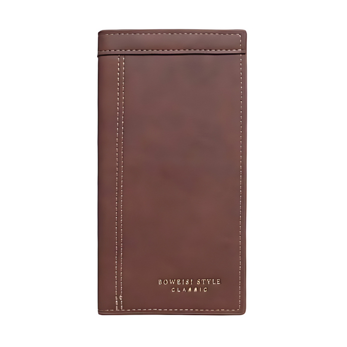 Boweisi Style Classic Long Leather Wallet with Mobile Pocket