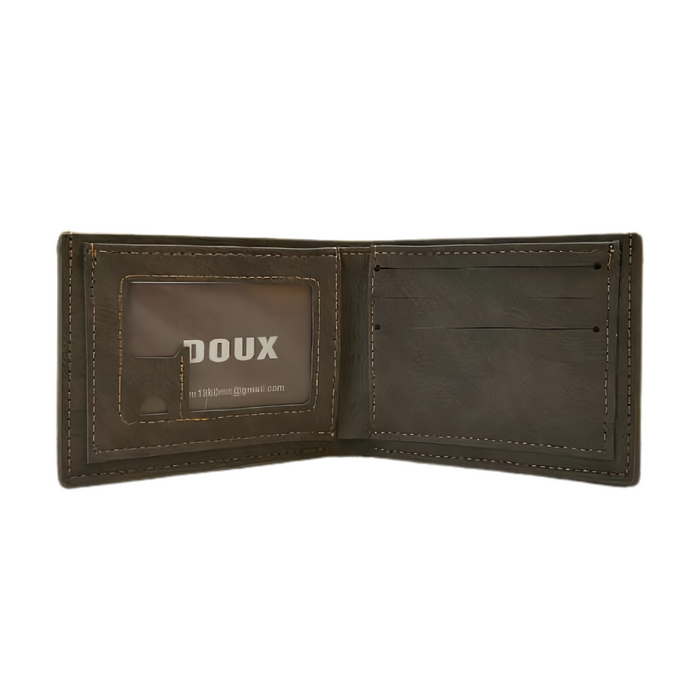 Doux Style Leather Wallet with Zip, Card Slots, and Two Cash Pockets