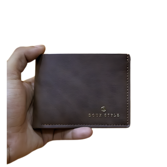 Doux Style Leather Wallet with Zip, Card Slots, and Two Cash Pockets