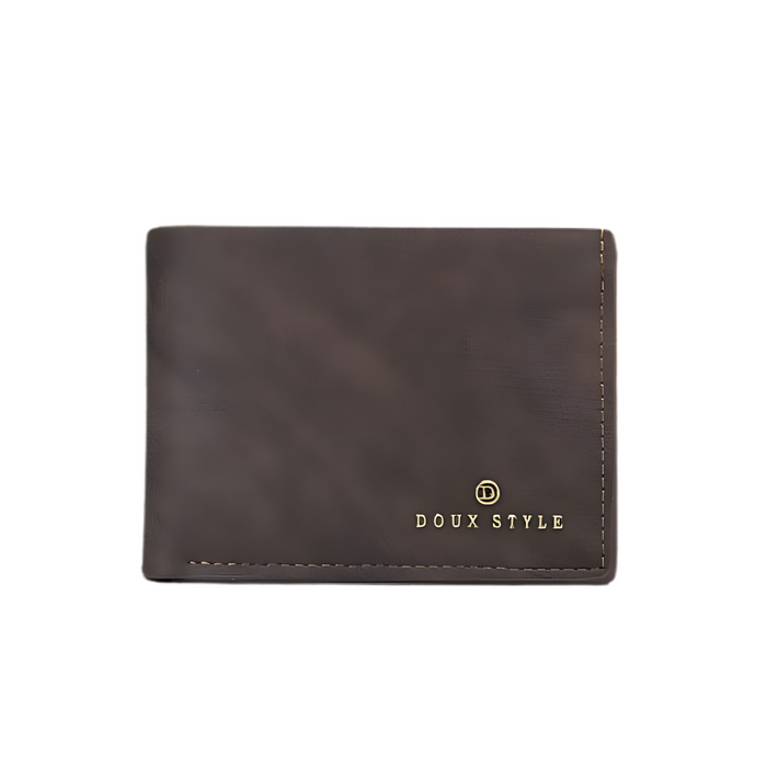 Doux Style Leather Wallet with Zip, Card Slots, and Two Cash Pockets