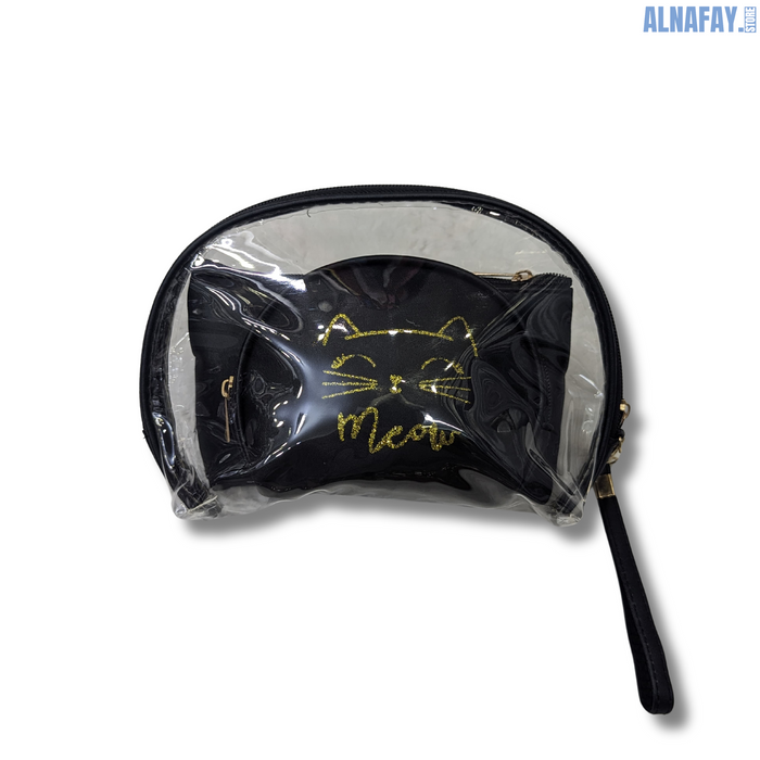 Meow Makeup Bag - Cute; Stylish Cat Design Pouch for Ladies - Perfect for Cosmetics & Travel