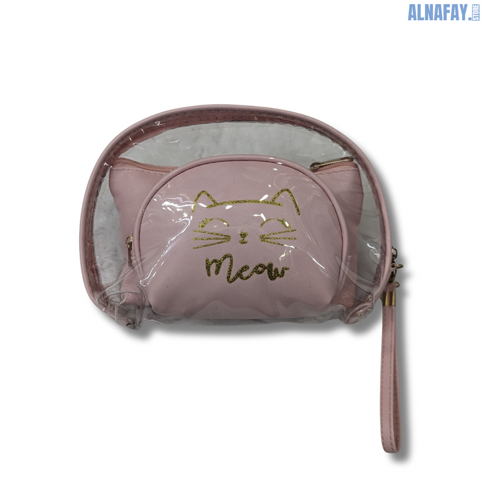 Meow Makeup Bag - Cute; Stylish Cat Design Pouch for Ladies - Perfect for Cosmetics & Travel