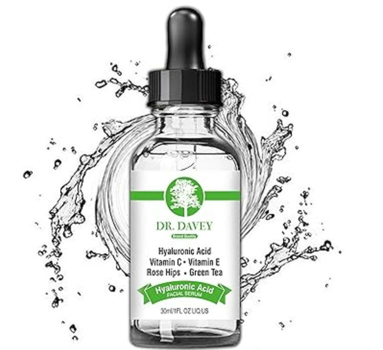 DR DAVEY Facial Serum - Hyaluronic Acid with Vitamin C, Vitamin A, Rose Hips, and Green Tea